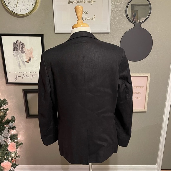 H&M Black Linen Notched Collar Blazer 44R - Picture 3 of 12